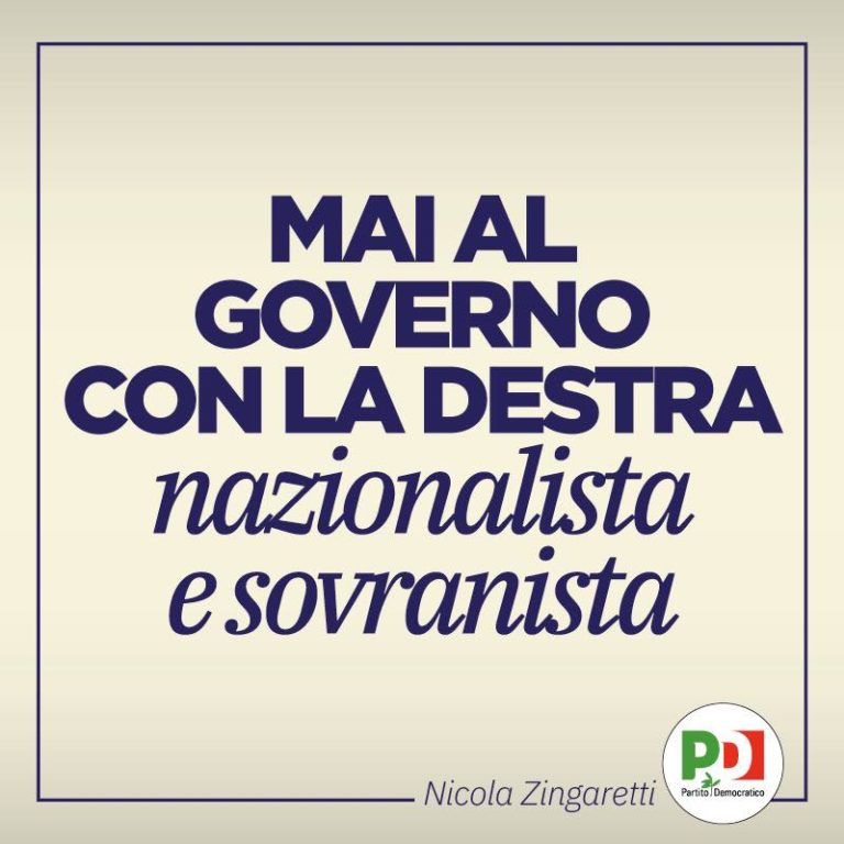 Zingaretti: mai con la destra