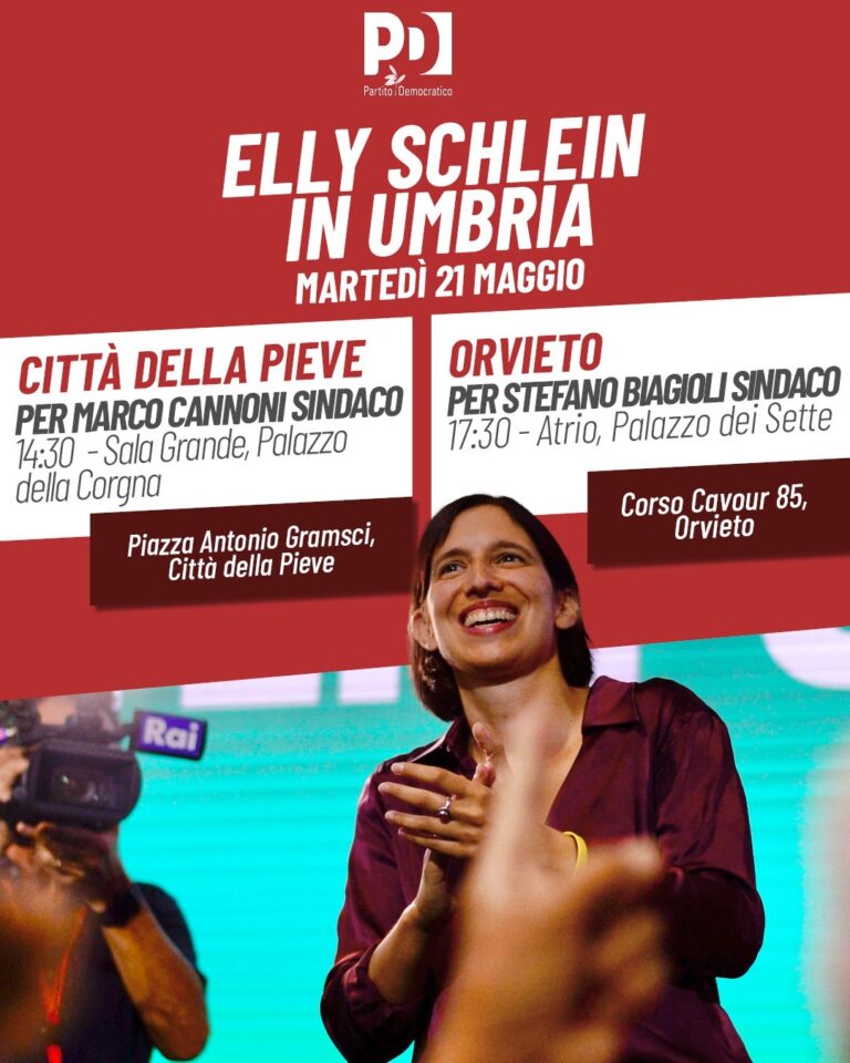 Elly Schlein a Città della Pieve per Marco Cannoni Sindaco