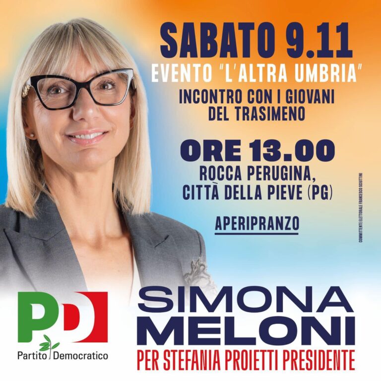 Sabato 9/11 Simona Meloni incontra i giovani a Città della Pieve